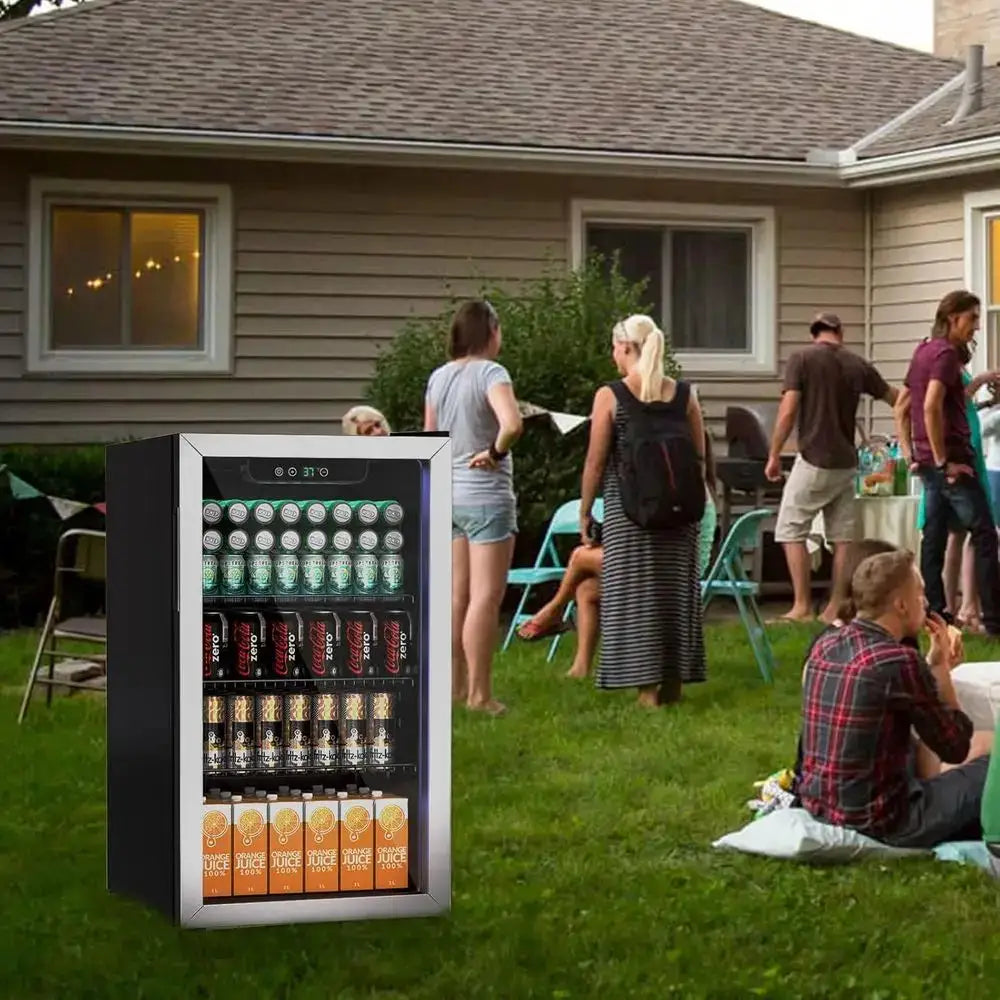 105-Can Capacity Beverage Refrigerator with Glass Door, Digital Temp Display for Soda, Wine, or Ice Bar from PriceLows™