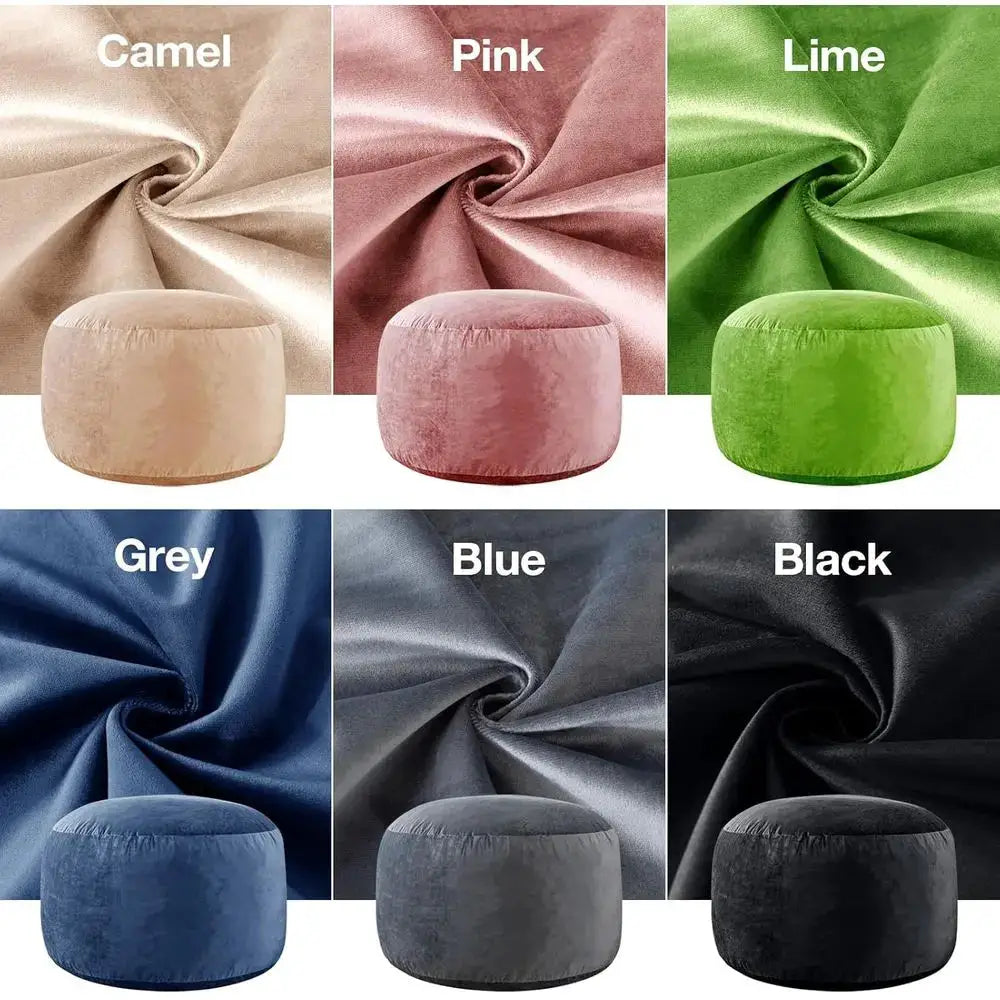Adult-Sized 3-Foot Memory Foam Bean Bag Chair in Grey Velvet with Pull Handle and Side Pockets from PriceLows™