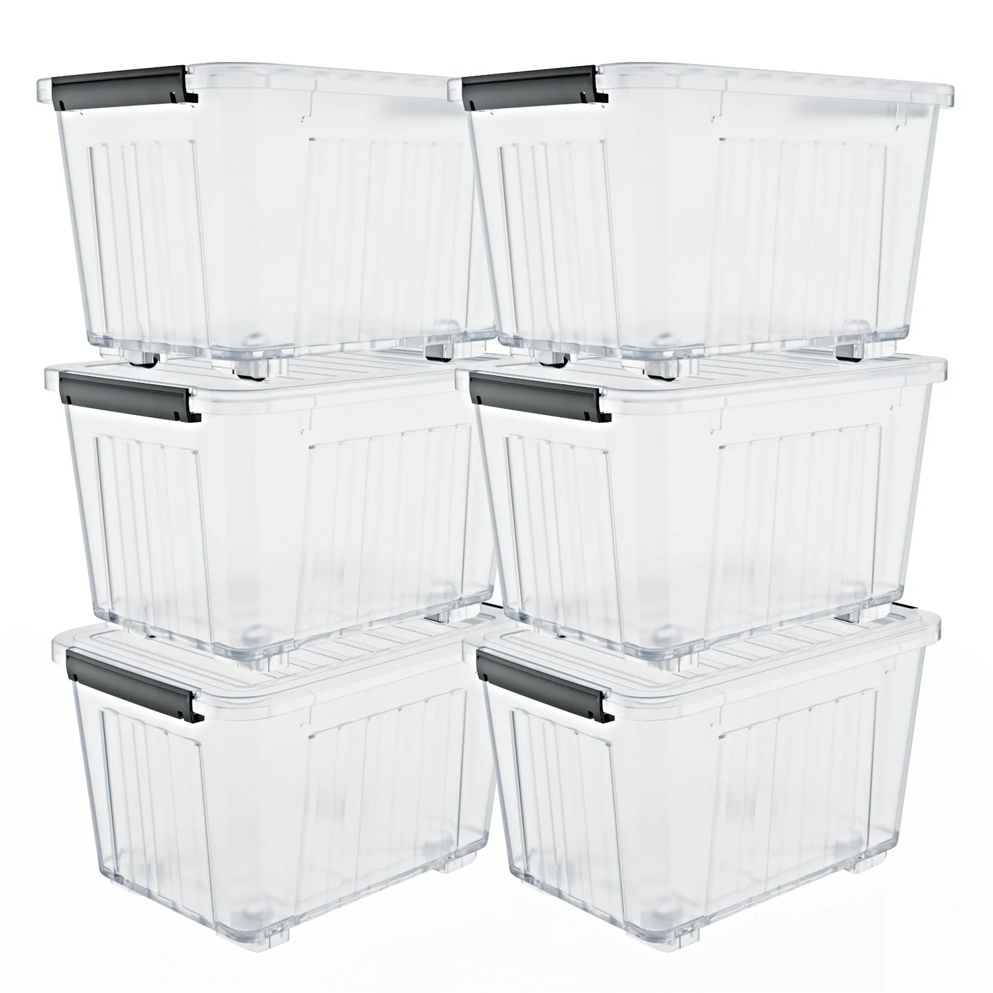 4/6 Pack of Storage Boxes with Lids And Wheels, 72 And 97 Quarts Capacity, Ideal for Storing Various Household Items, Stackable, Available in Three Colors from PriceLows™