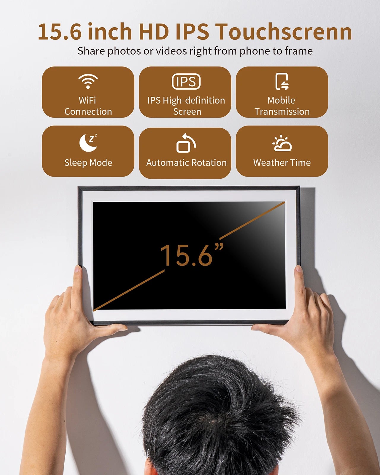 Digital Picture Frame | 64 GB Built-in Memory | 15.6 Inch IPS FHD