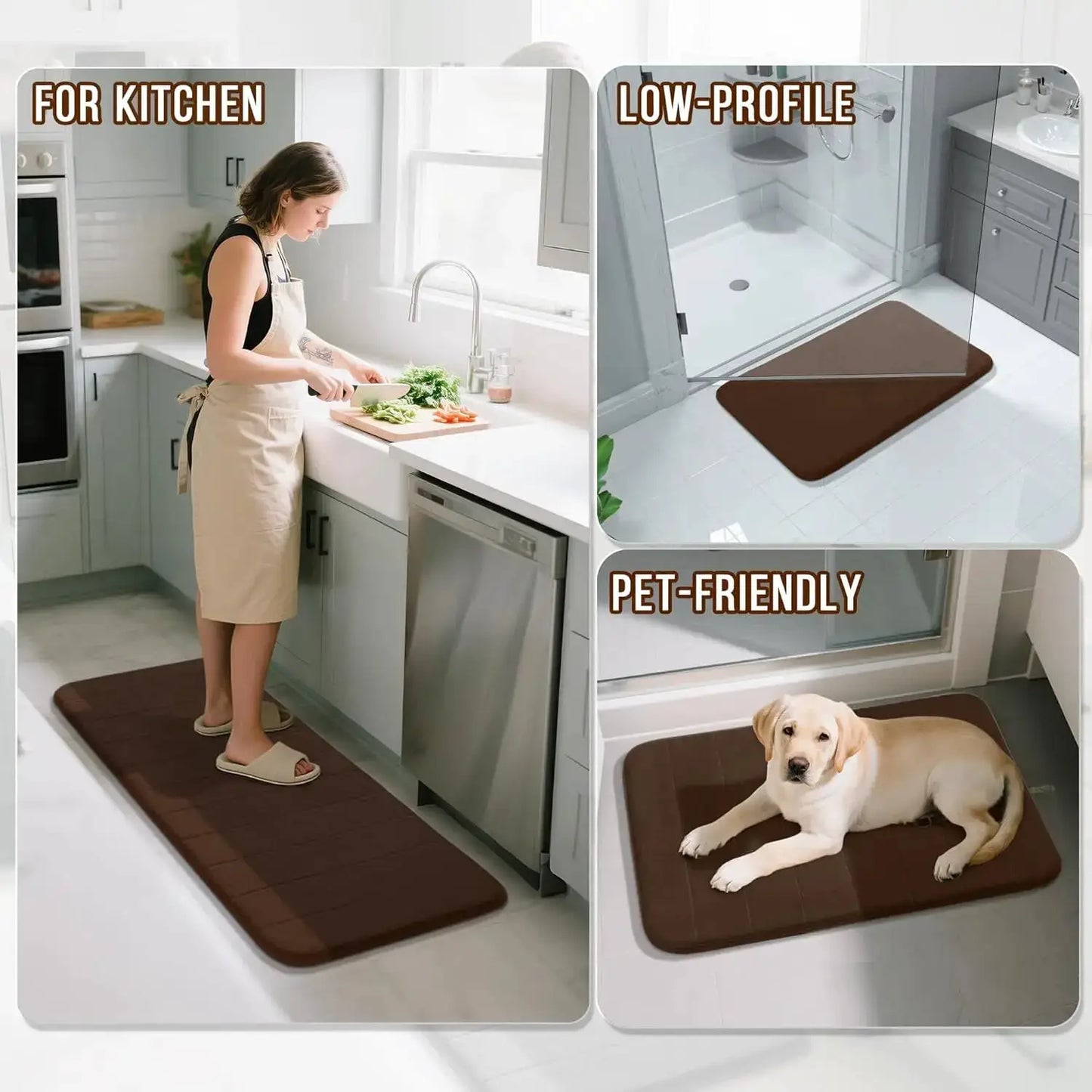 Memory Foam Bath Mat Set 3 Pieces- Super Soft Absorbent Quick Dry Bathroom Rug Sets, Machine Washable Non Slip Floor Ca from PriceLows™