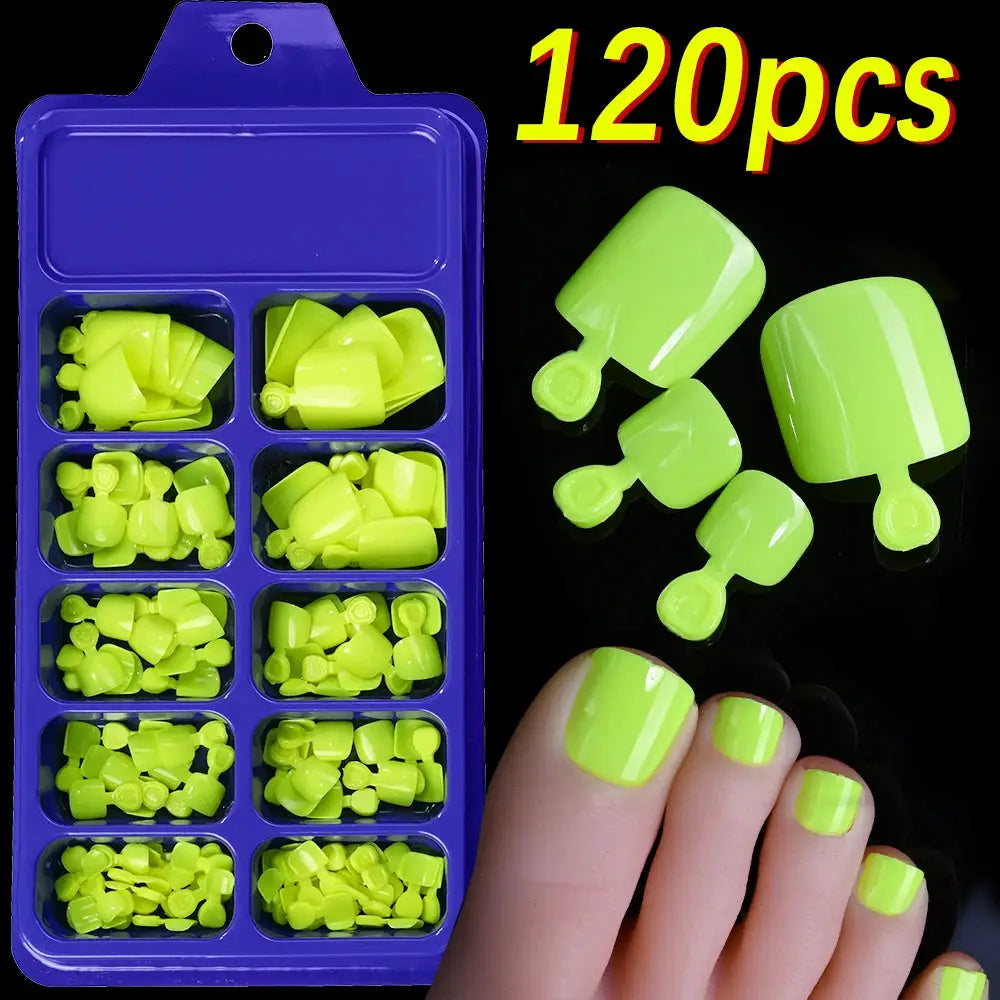 False Toenails | 120 Piece Set | French Style | Size M