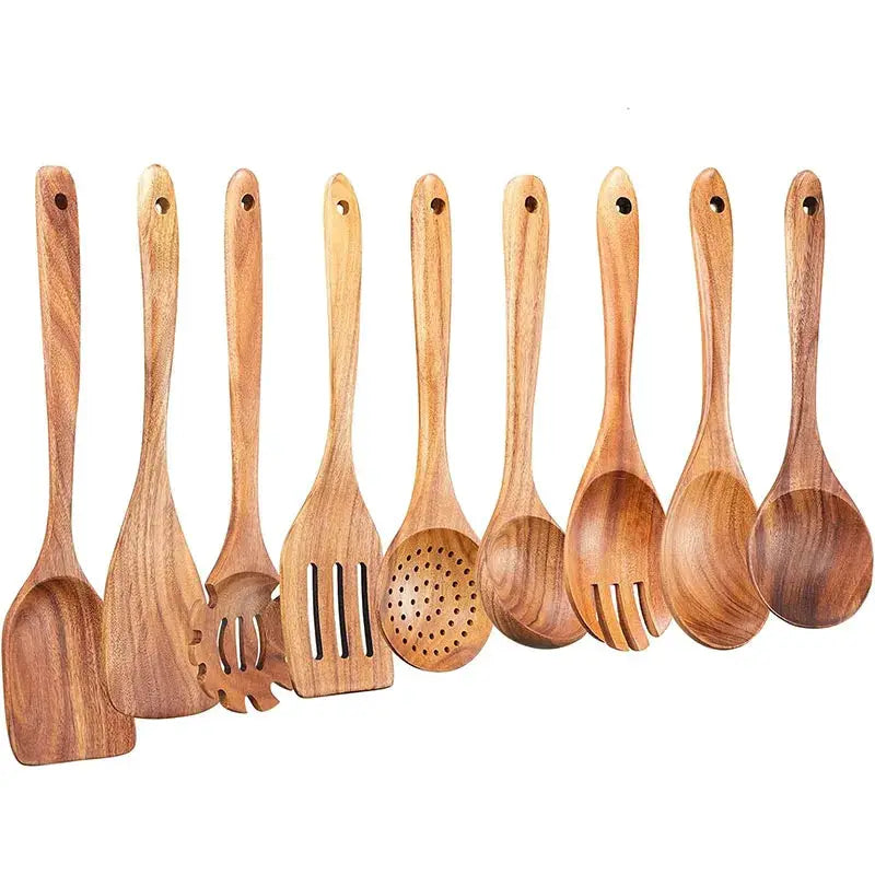 Best Wooden Spoons for Cooking Acacia Wooden Kitchen Utensils Set Smooth Non Toxic Wood Cooking Spatula Turner Serving Spoon from PriceLows™