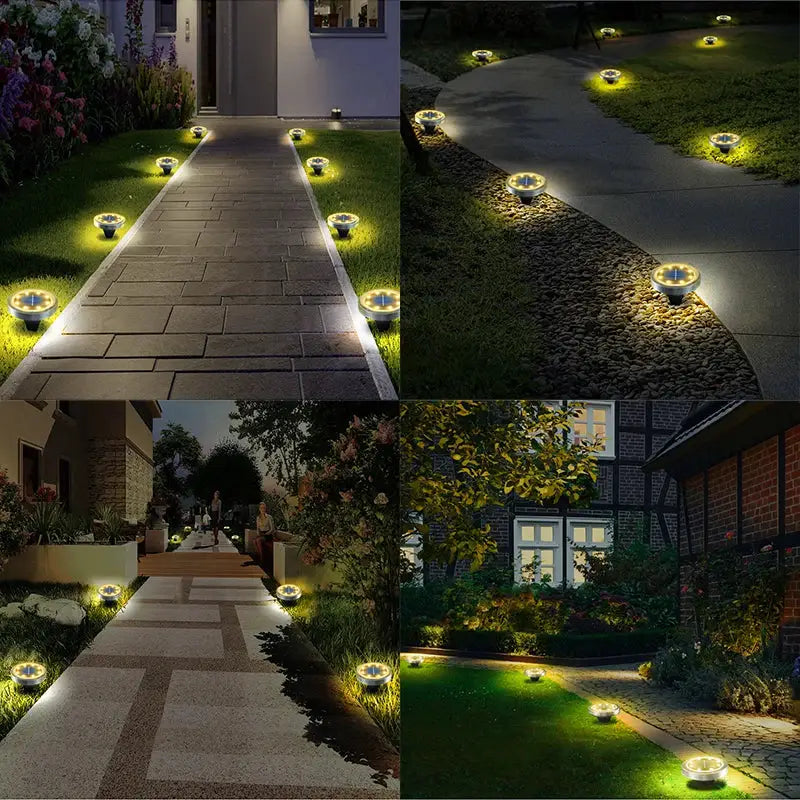 Solar Powered Ground Lights IP65 Waterproof Outdoor LED Disk Lights for Garden Non-Slip Landscape Path Lighting for Patio Lawn from PriceLows™