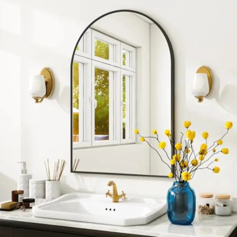 Arched Wall Mirror 24 x 36 inch Arch Bathroom Mirror Wall Mounted Vanity Mirror with Arch Metal Frame Modern Bathroom Vanity Mi from PriceLows™