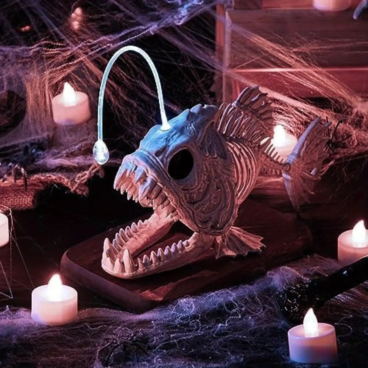 Halloween Skeleton Fish Lantern | Led Eyes | Nylon Body | 10 Inch