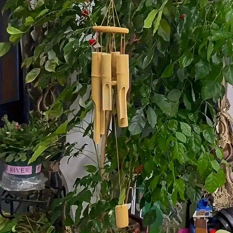 Handcrafted Bamboo Wind Chime- Calm and Deep Sound, Wall-Mounted Outdoor Decoration, Perfect Gift for Any Occasion from PriceLows™