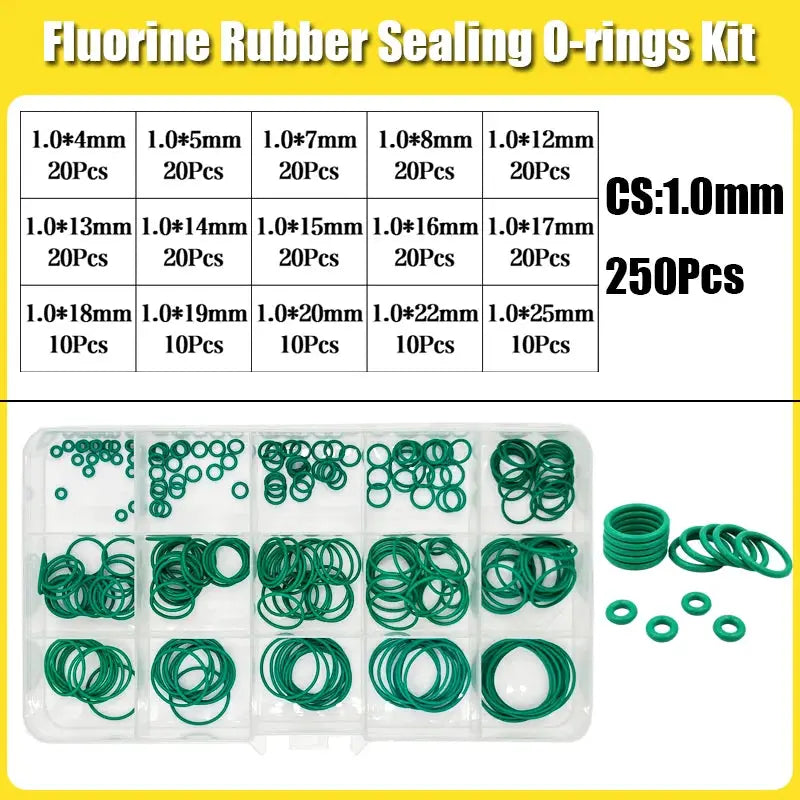 FKM O-ring Green Fluororubber Rubber Sealing Gasket O Ring CS1.5/2.0/2.4/3.1mm Oil Resistant Acid Alkali Resistant O-Ring Kit from PriceLows™