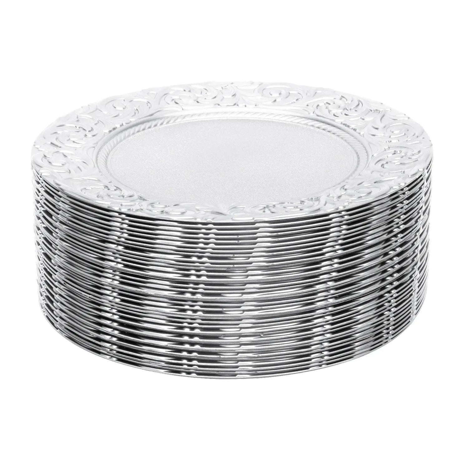 Charger Plates 100-Piece Set Round Reusable Serving Plates Gold Black Silver Green for Wedding Banquet Party Decor from PriceLows™