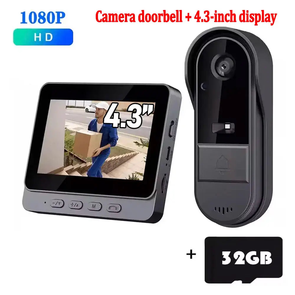Smart Video Doorbell | 4.3 Inch Screen | Night Vision | Waterproof