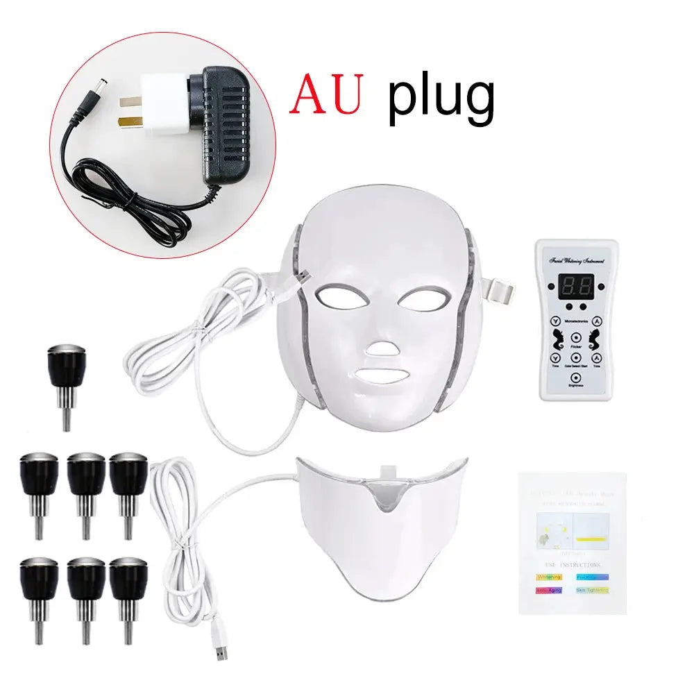 LED Facial Mask 7 Colors Balance Skin Tone Minimize Pores Brighten Skin Anti-Acne Face Neck Mask Reduce Neck Wrinkles LED Mask from PriceLows™