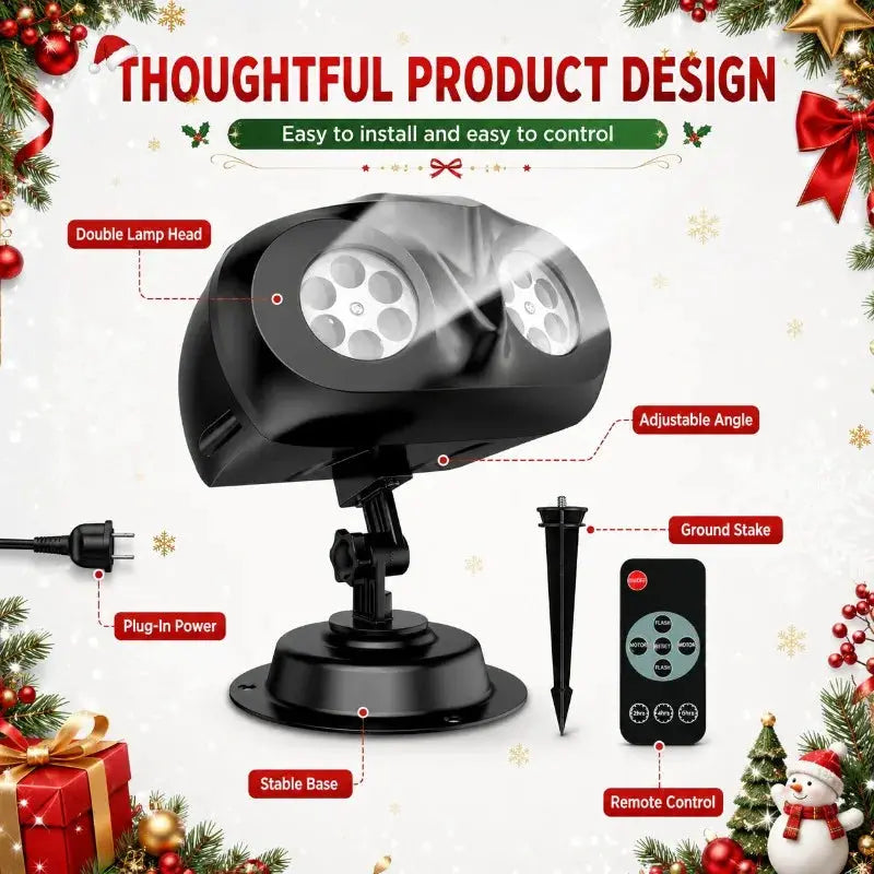 Snowflake Projection Light | Double Headed | Outdoor Waterproof | Plug In