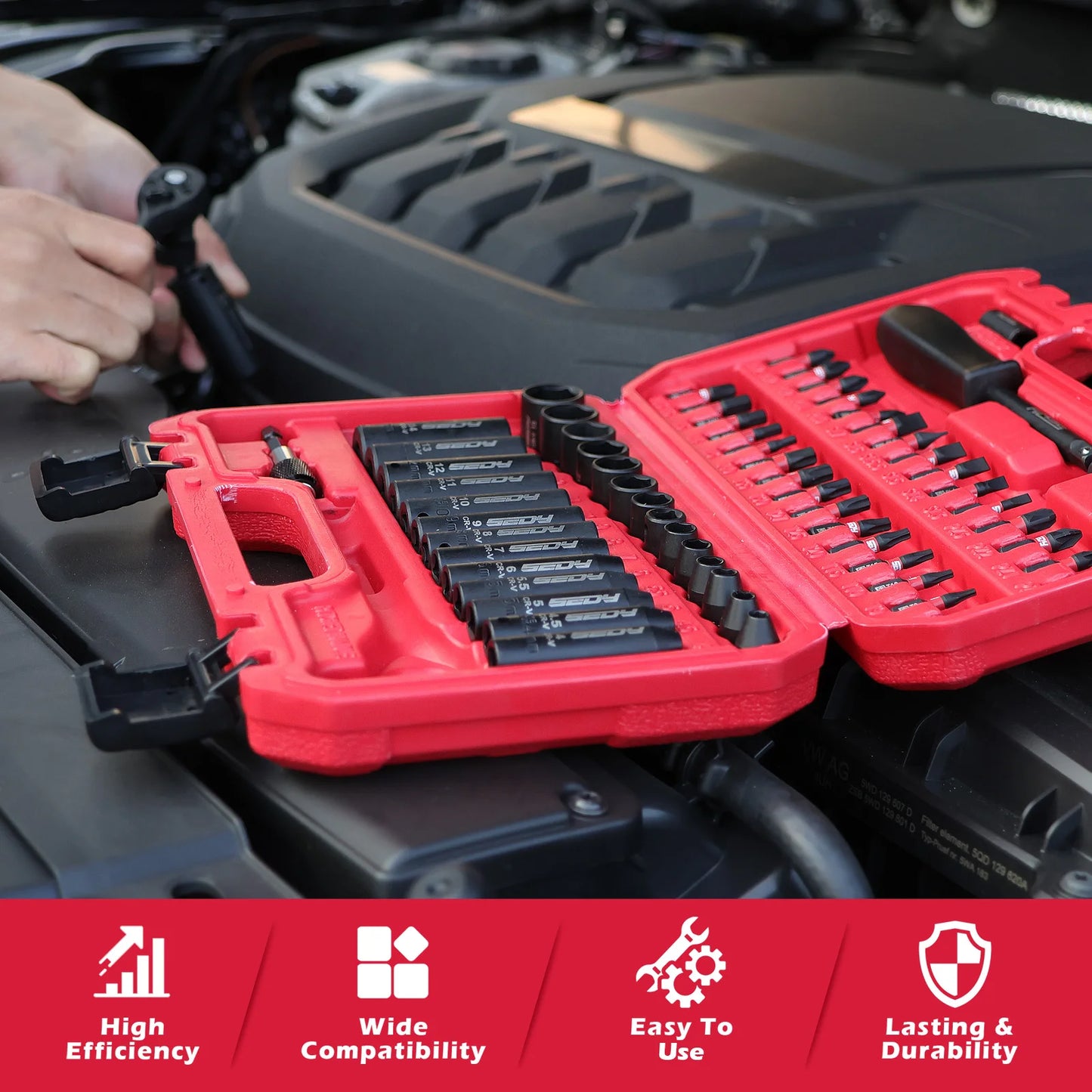 SEDY 64-Piece 1/4" Drive Impact Socket Wrench Driver-Bits Set Cr-V Metric&SAE Deep and Shallow Socket Set S2 Power Bits from PriceLows™