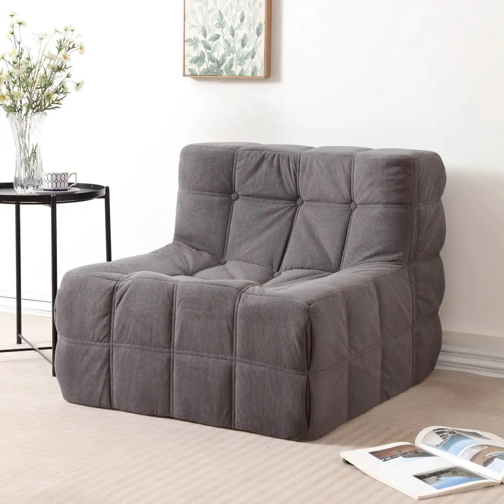 Floor Chair | Plush Corduroy Fabric | Tufted Modular | Single Size from PriceLows™