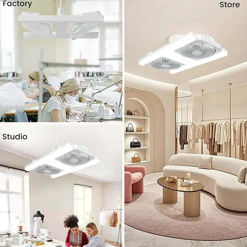 LED Ceiling Fan Light | 60W Double Head | E27 Socket | Remote Control