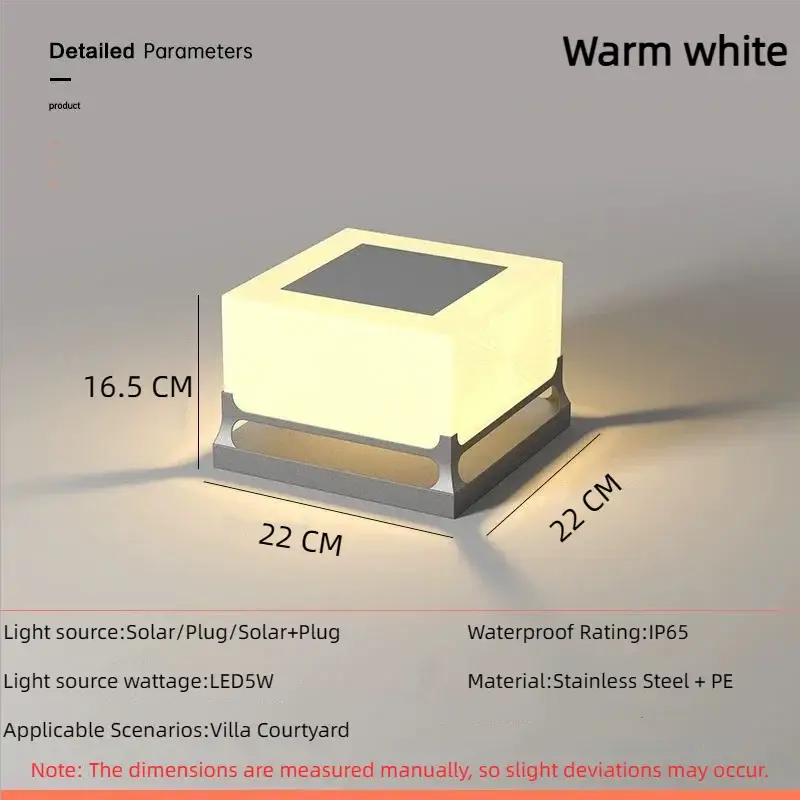 Modern Solar Outdoor Waterproof Decorations Door Post Atmosphere Light Yard Patio Pathway Courtyard Square Wall Pillar Light from PriceLows™