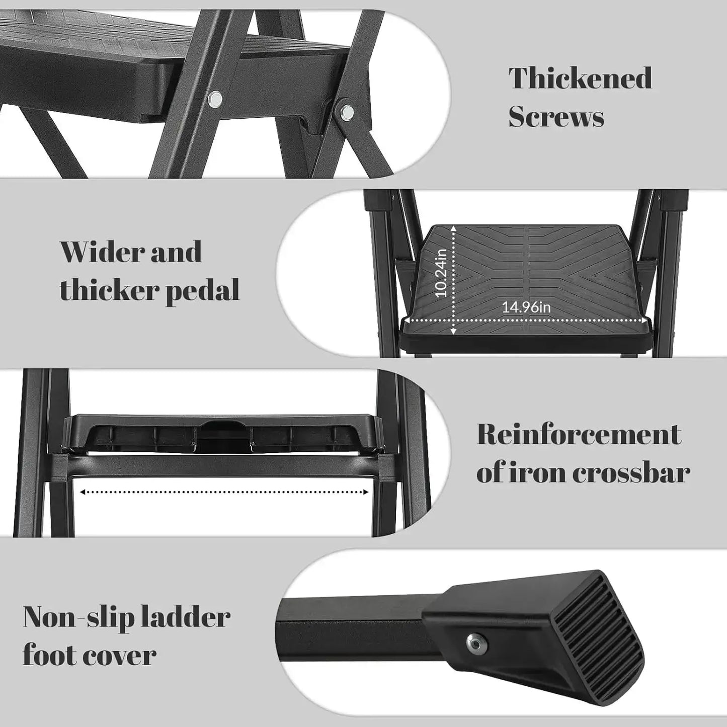 5 Step Ladder with Handrail & Tool Tray, 660 lbs Capacity, Anti-Slip Wide Pedal, Sturdy Steel for Home Kitchen Outdoor from PriceLows™
