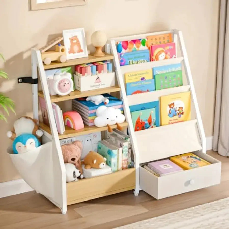 Bookshelf and Toy Storage - Book Shelf for Rooms Toddler Bookshelf Baby Bookcase for Nursery Montessori Toy Organizer from PriceLows™