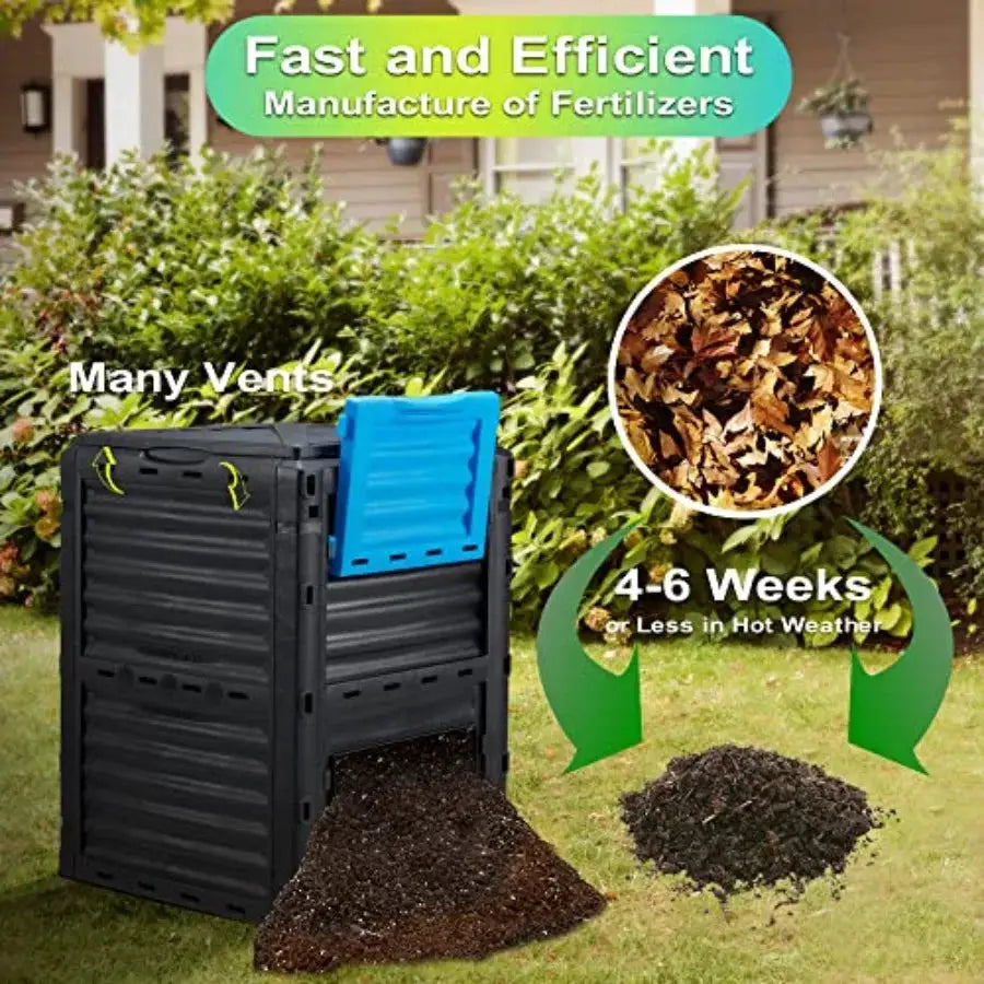 Garden Compost Bin 80 Gallon 300L Large, Outdoor Composter from PP Material, Composting Box Easy Assembly Many Vents, Fast Crea from PriceLows™