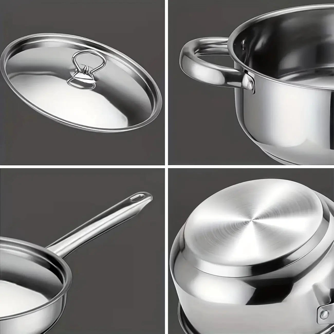 Cookware Set with Lids - 12pcs Stainless Steel Kitchen Cookware Set, Includes 6 Pots, 6 Bowls,5 Lids, 6 Utensils,Dishwasher Safe from PriceLows™