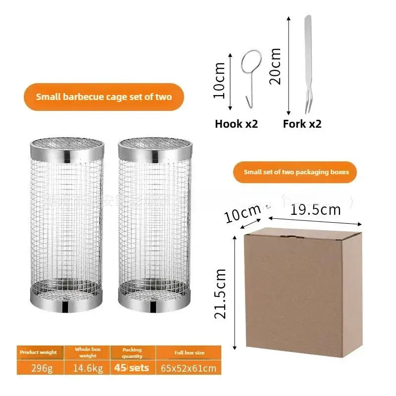 Grill Baskets | Stainless Steel Round Mesh | Rotating | 2 Pack
