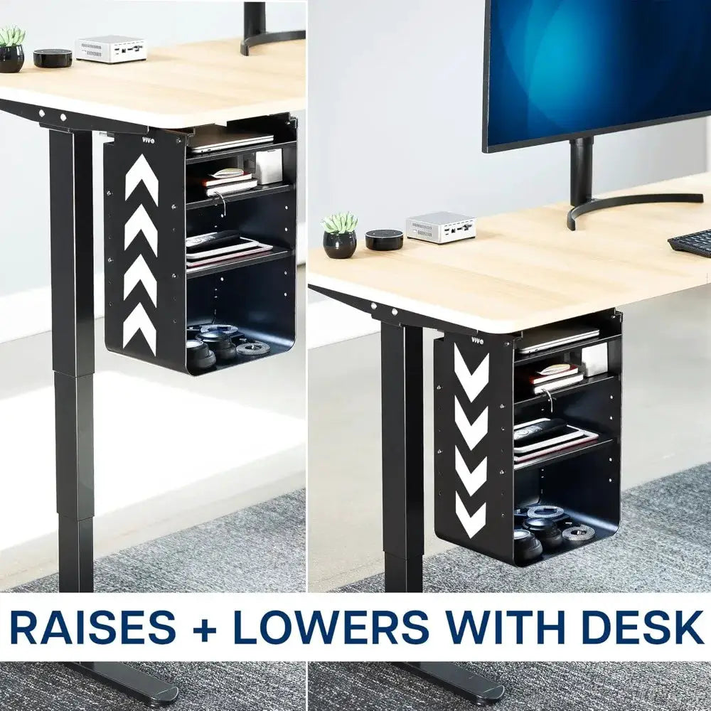 Under Desk Storage Cabinet, High acity Shelving Unit with Height Adjustable Shelves, Holds 44 lbs, Black, DESK-SC01 from PriceLows™