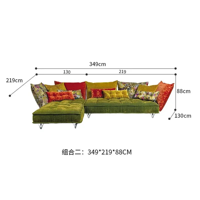 XS French Modern Simple Light Luxury Special-shaped Retro Pattern Fabric Corner Combination Sofa from PriceLows™