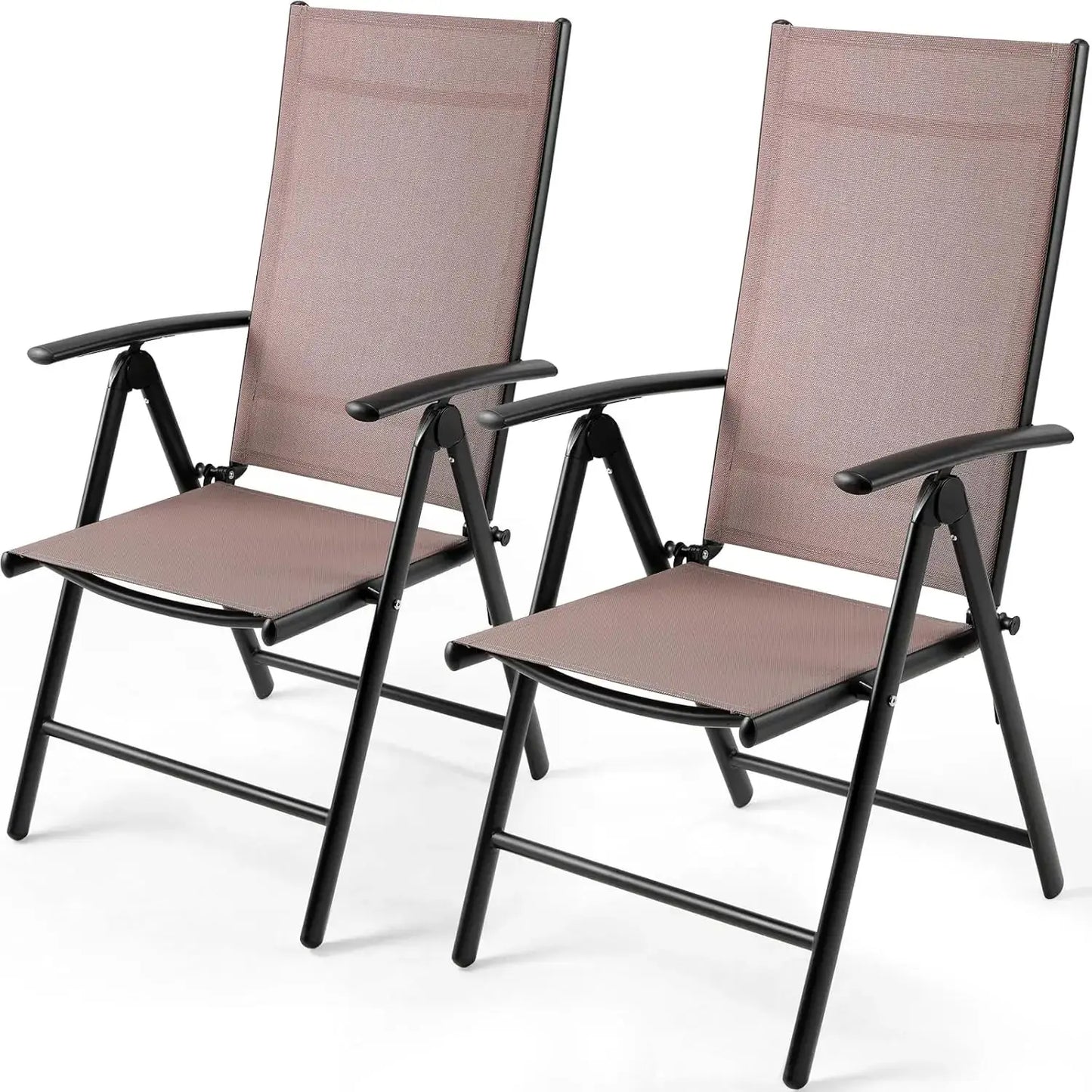 2PCS Foldable Lounge Chair Patio Folding Dining Chairs Aluminum Padded Adjustable High Back Lightweight Lawn Chair, Load 120kg from PriceLows™