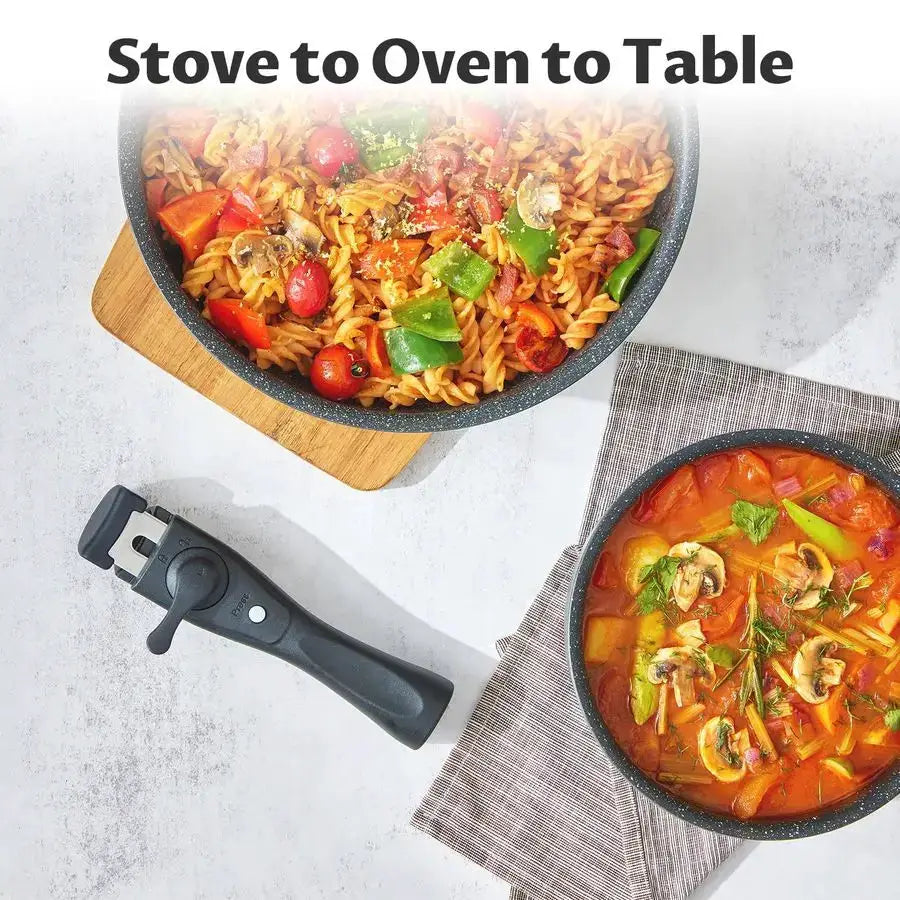 Induction Cookware Set 10 Pieces, Nonstick Pots and Pans Set with Removable Handles, for All Hobs, Stackable Design, Dishwasher from PriceLows™