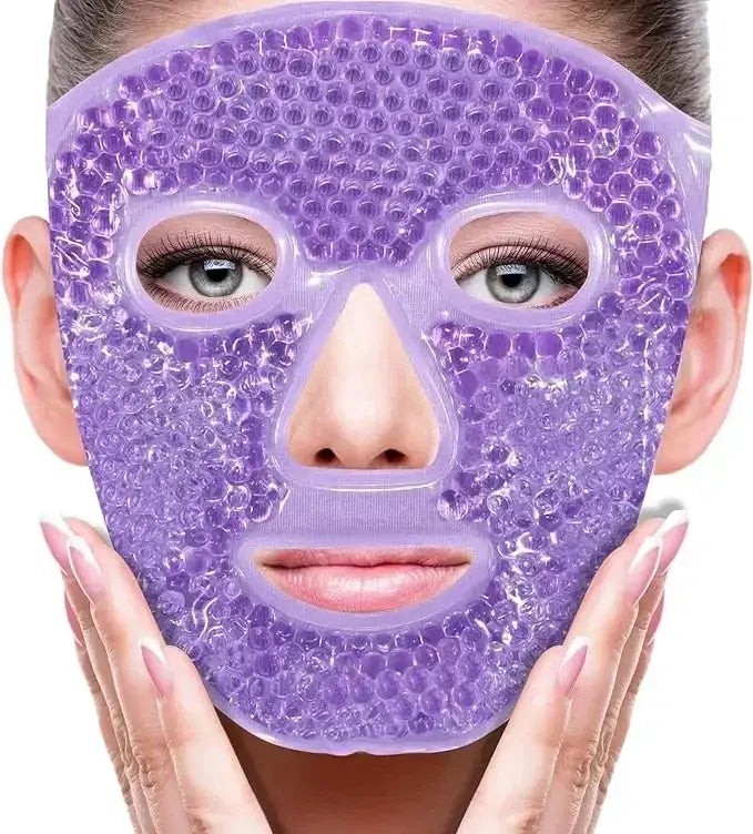 SPA Ice Cold and Hot Heat Full Face Eye Mask Sleeping Ice Pack Reduce Face Puff Dark Circles Gel Beads Compress for Woman from PriceLows™