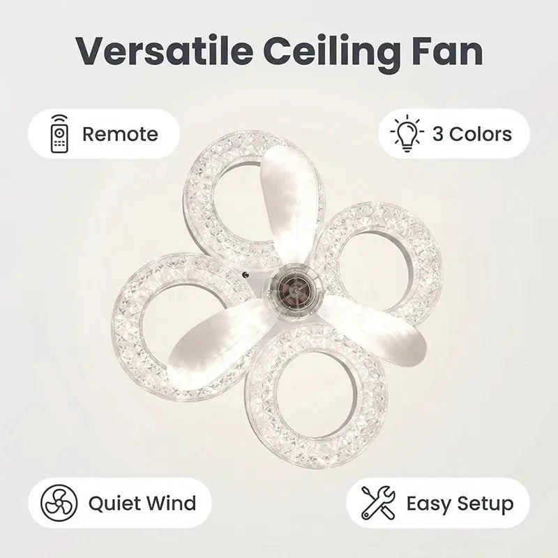LED Ceiling Fan With Light | 30cm | 48W Dimmable E27 Socket | Remote, 3 Speeds