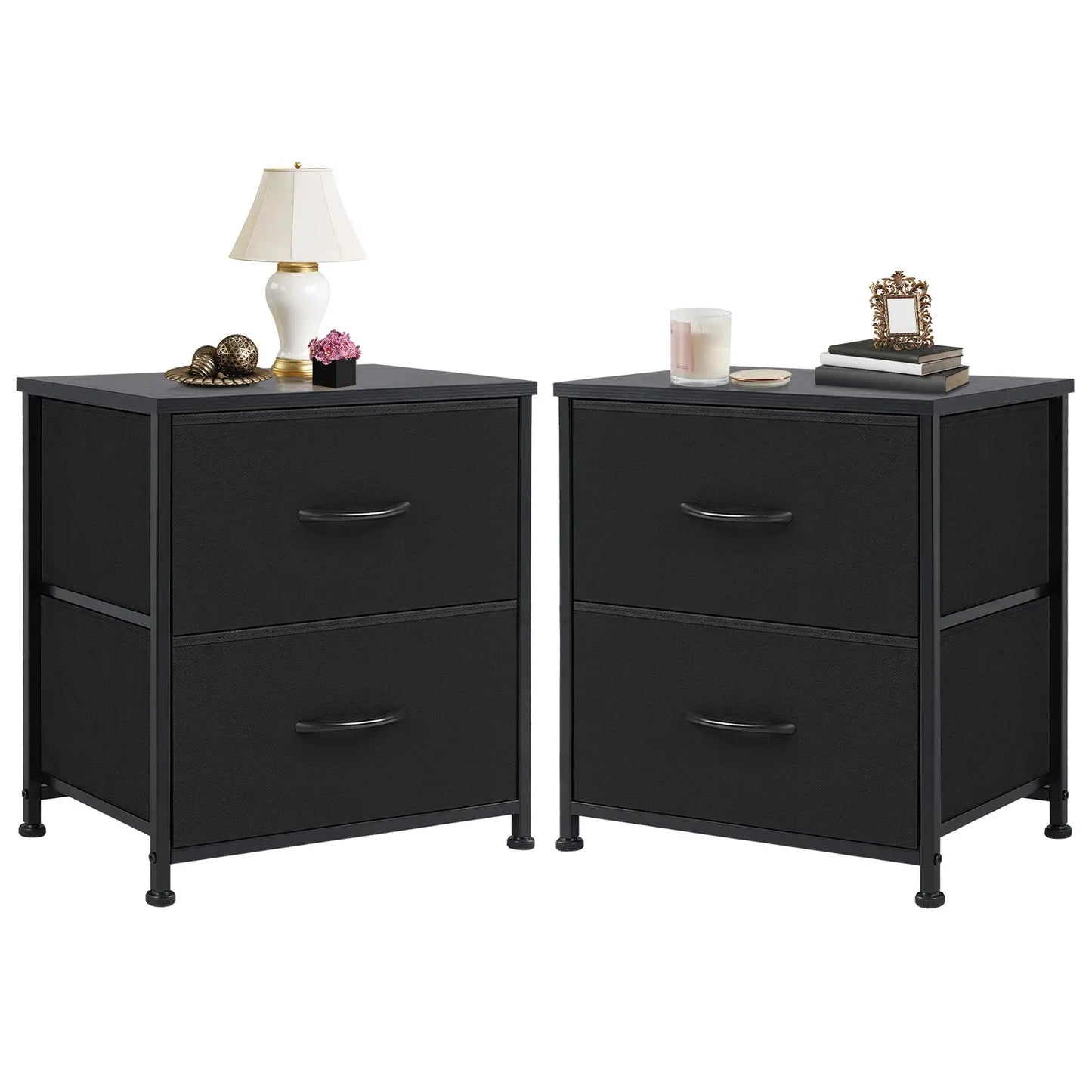 JHK Nightstand Bedside Coffee Sofa Tea Table Storage Closet Chest Clothes Display For Bedroom 2 Fabric Drawers Cabinet Furniture from PriceLows™