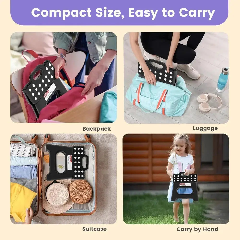 Folding Step Stool 9 Inch - Holds 600 lb, Non-Slip Surface & Carry Handle - Sturdy Step Stool for Kids, Toddlers & Adults - Compact Foldable Foot Stool for Kitchen, Bathroom, Bedroom, Outdoor from PriceLows™