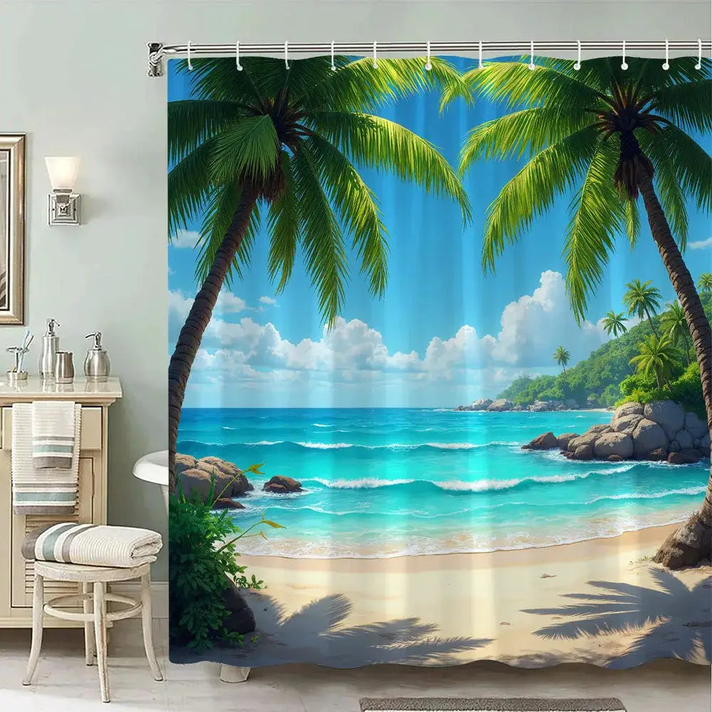 Universal Fit Shower Curtain With Hooks Set For Bathroom Decor And Water Control from PriceLows™