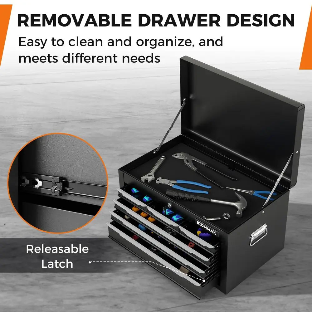 6 Drawer Tool Box, 24 Lockable Toolbox with Top Tray, Portable Steel Storage Box Organizer, Heavy Duty Tool Chest Cabinet for G from PriceLows™