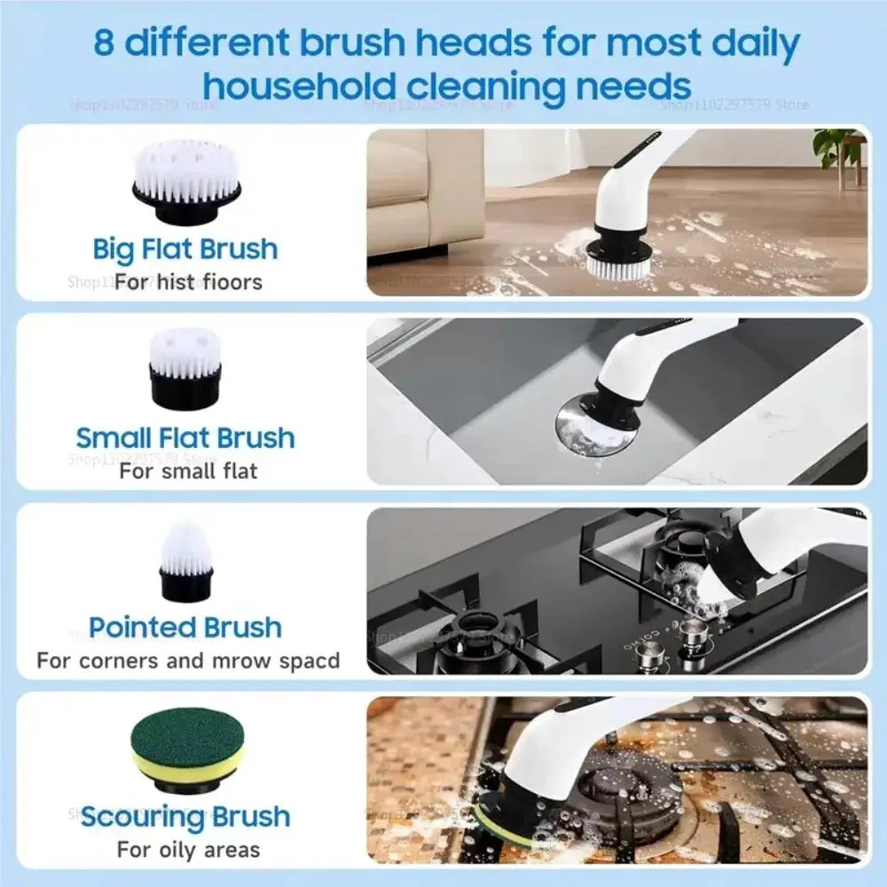 Electric Spin Scrubber | Cordless 9 in 1 | Extendable Handle | Waterproof