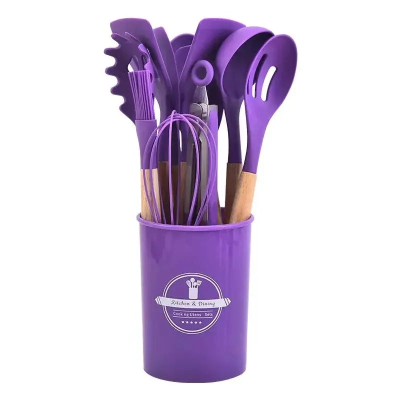 12-Piece Set Spatula Scraper Non-stick Kitchen Utensils Set Mini Version Silicone Kitchen Utensils Wooden Handle Silicone from PriceLows™