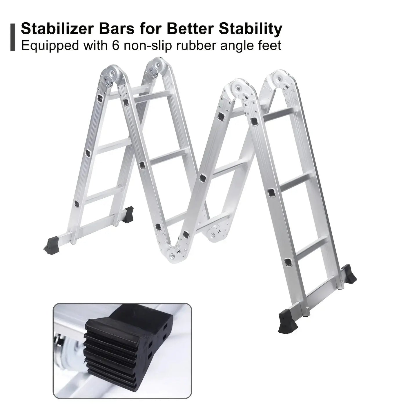 1pc Folding Step Ladder, Aluminum, Foldable, Multi Purpose Lightweight Scaffold Ladder, 330lb Capacity, 12.5ft Height from PriceLows™