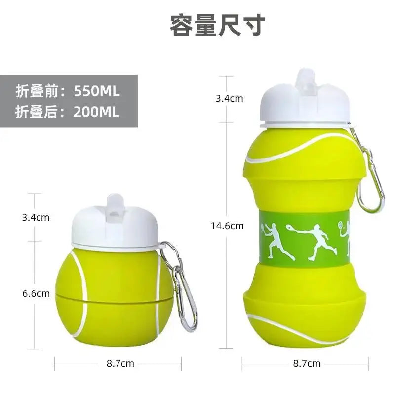 550ml Portable Collapsible Silicone Water Bottle Football Basketball Ball Shape Sports Drink Bottle for Children Student from PriceLows™