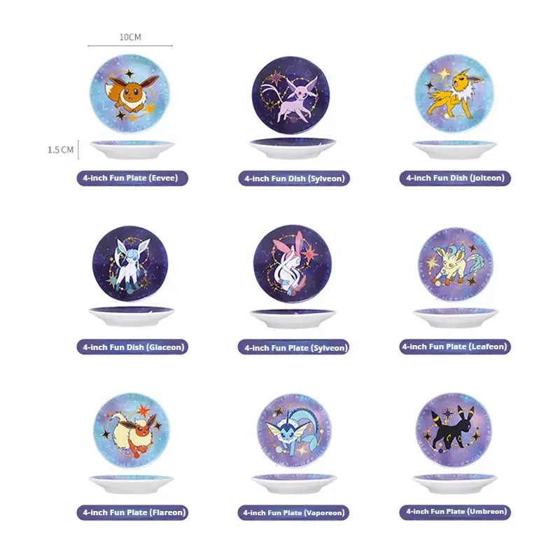 SHUNXIANG Pokémon Licensed Eevee Series Ceramic Plate Set Starry Sky Gift Box 9Pcs Dish Anime Themed Porcelain Tableware Gift from PriceLows™