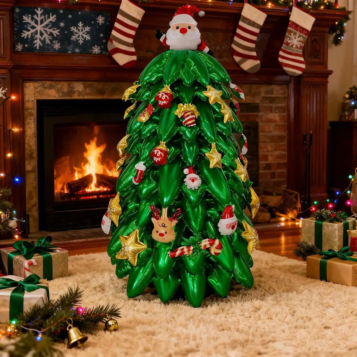 Christmas Tree Balloon | 51 x 29 Inches | Self Standing Santa Topper