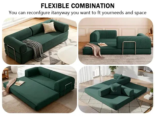 2m Folding Sofa Bed 4-in-1 Folding Dual-use Modular Compression Sofa Bed Lazy Pudding Retro Style Home Bedroom Living Room from PriceLows™