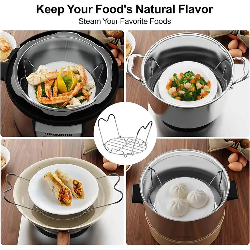 Instant Pot Steamer Rack | Stainless Steel | Silicone Handles | Fit 6 and 8 Qt