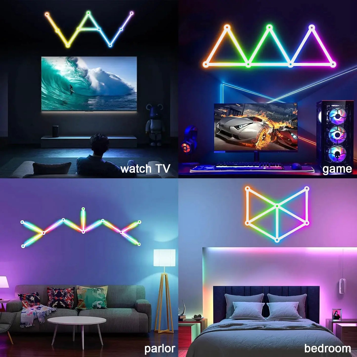 Wiscolor LED RGB Smart Wall Light DIY Atmosphere Night Light Game Room TV Backlight Decorative Wall Light Bar Music Rhythm APP from PriceLows™
