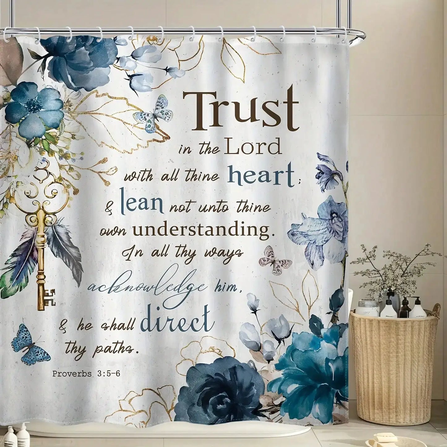 1/3/4pcs Malachite Flower Scripture Shower Room Set, Waterproof Shower Curtain With 12 Plastic Hooks, Bath Non-Slip Mat from PriceLows™