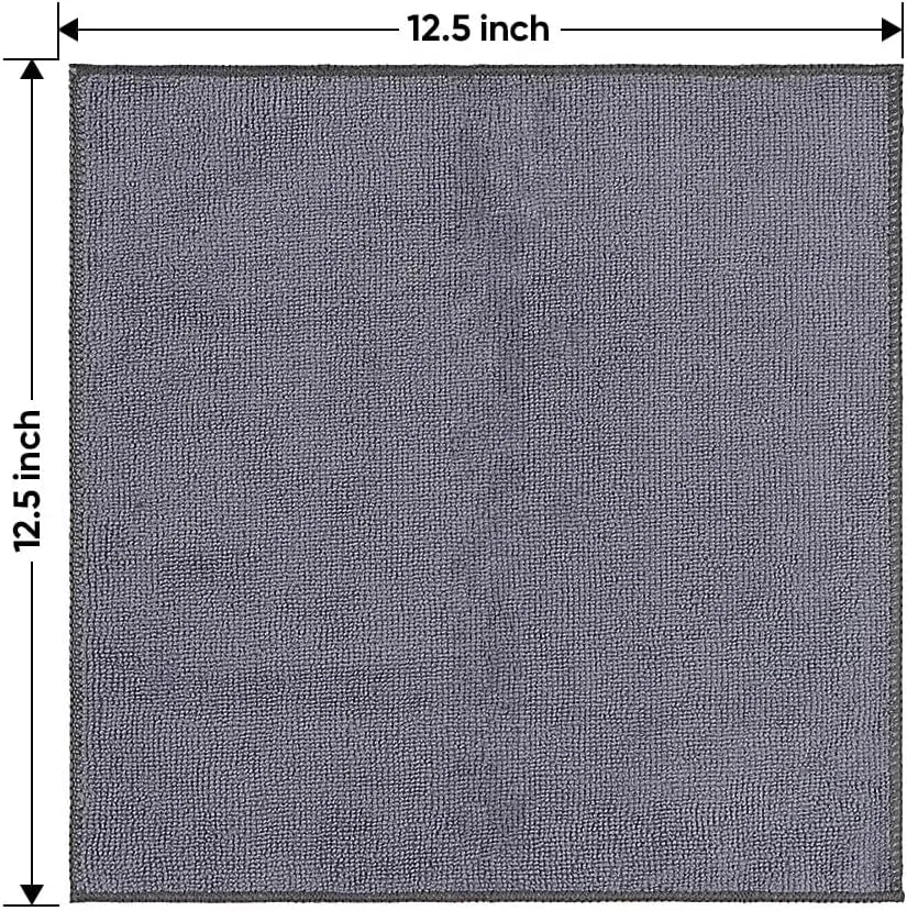 Microfiber Cleaning Cloths | Size 12.5 x 12.5 Inch | 12 Pack Grey | Streak Free