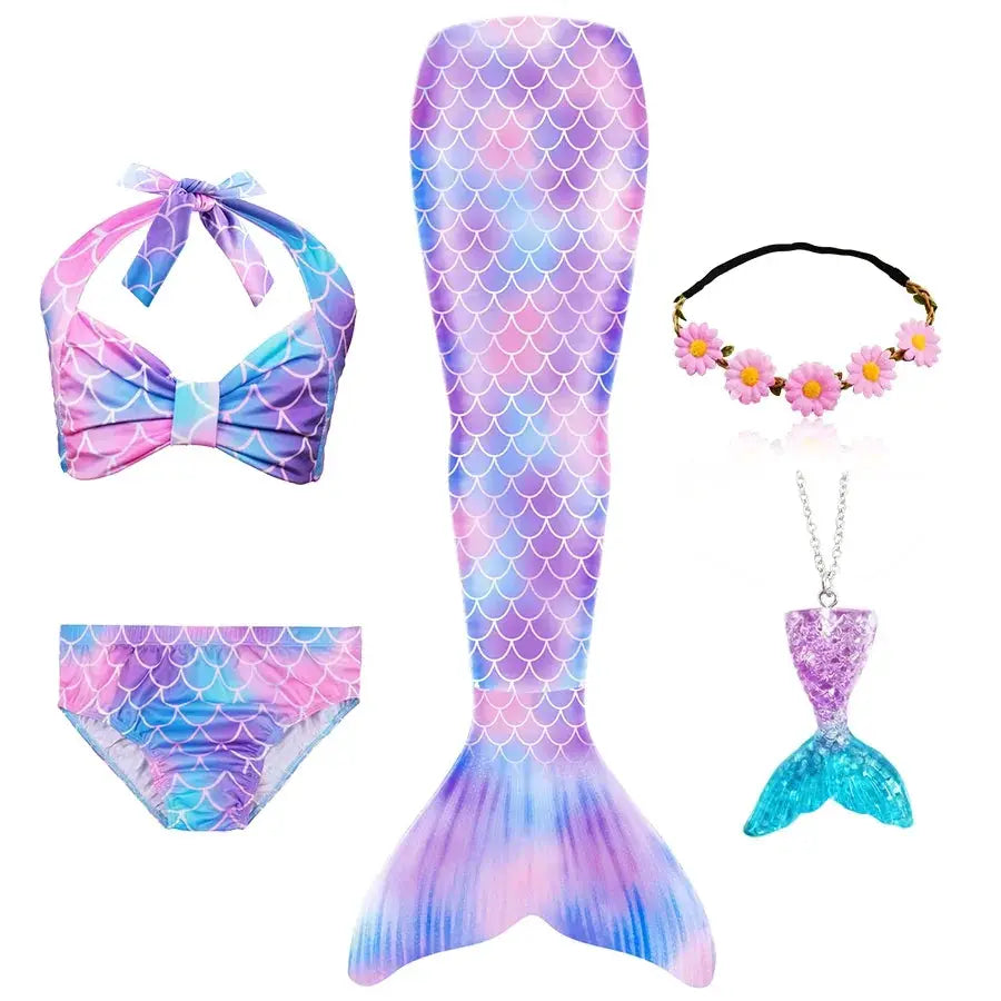 New The Little Mermaid Tails Ariel Memaid Swimsuit Bikini Bathing Suit Halloween Costume Girls Can Add Monofin for Pool Swim from PriceLows™