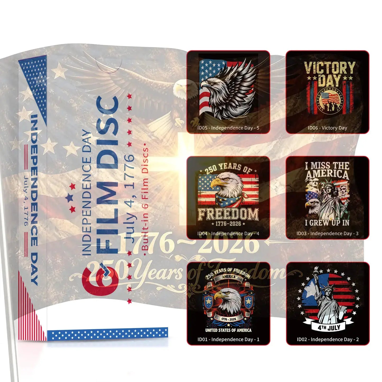 Galaxy Projector | 360 Degree Rotation | Timed and Adjustable | Patriotic Discs