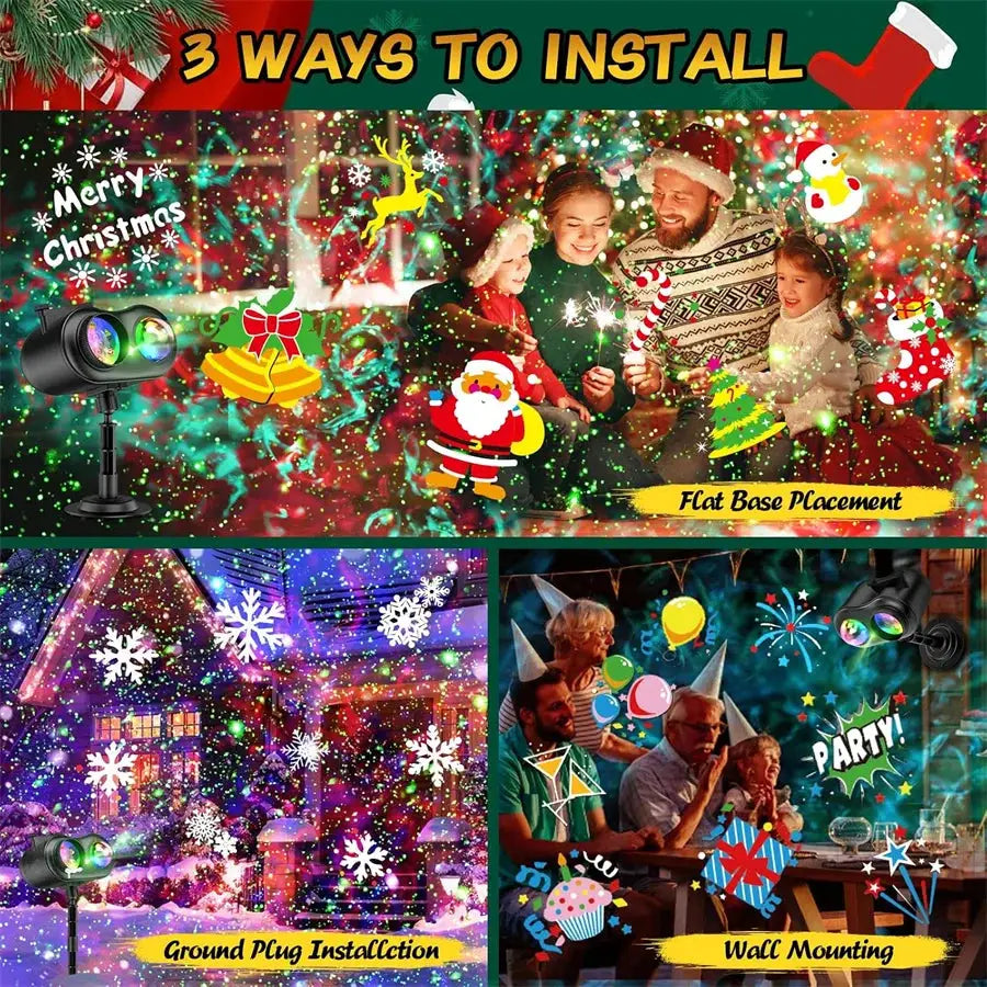 Christmas Laser Projector | 3 In 1 Modes | 80 Slide Patterns | Outdoor Use