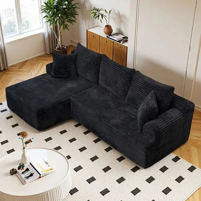 Free Shipping in Stock 96" L-Shape Sectional Sofa Bed Compressed Soft Boneless Living Room Couch Compact Box Packaging from PriceLows™